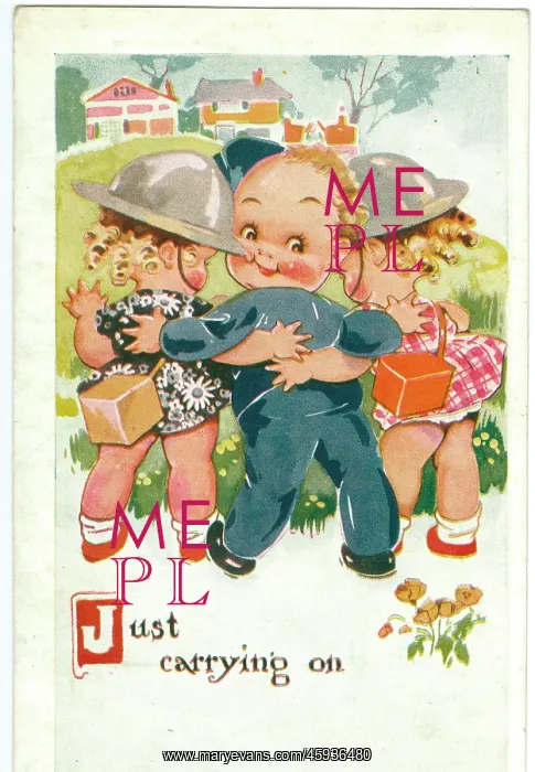 : WW2 era - Comic Postcard - Just Carrying on : WW2 era - Comic Postcard - Just Carrying on