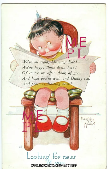  : WW2 era - Comic Postcard - Looking for news of you