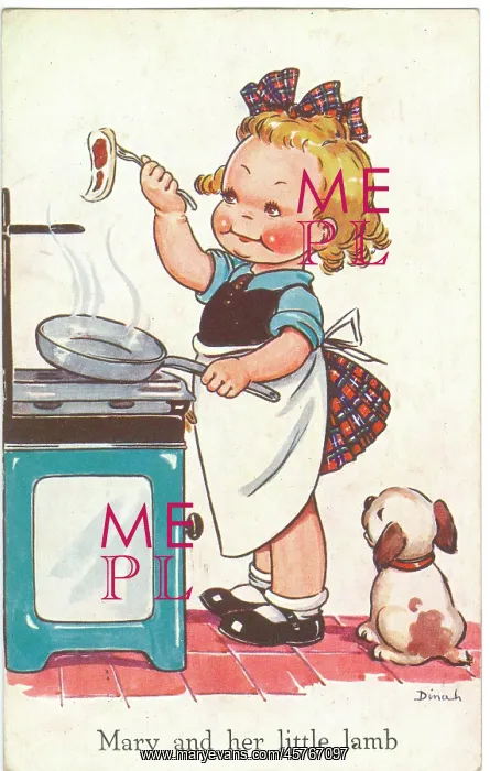 : WW2 era - Comic Postcard - Mary and her Little Lamb : WW2 era - Comic Postcard - Mary and her Little Lamb