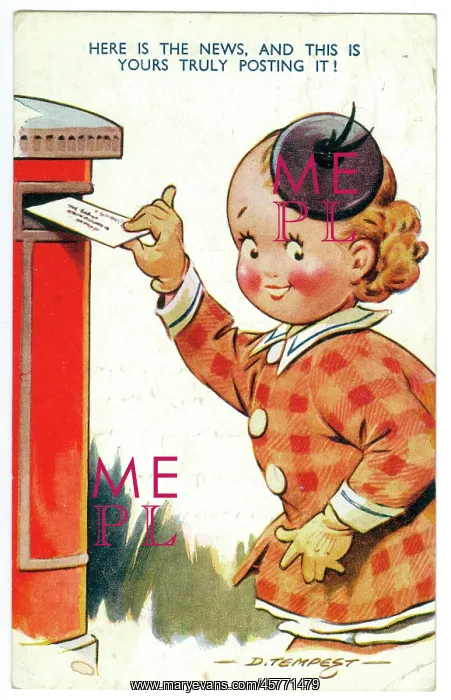 : WW2 era - Comic Postcard - Here is the News : WW2 era - Comic Postcard - Here is the News