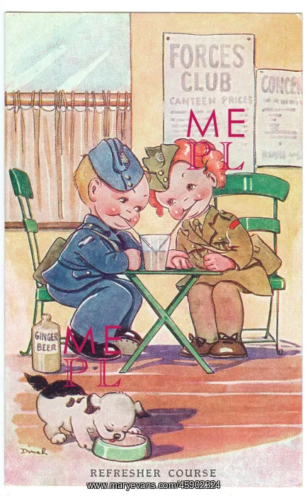 : WW2 era - Comic Postcard - Refresher Course : WW2 era - Comic Postcard - Refresher Course