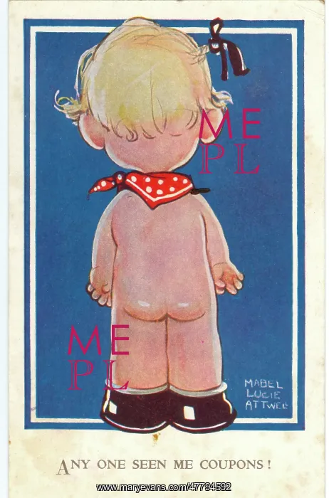 : WW2 era - Comic Postcard - Any one seen me coupons : WW2 era - Comic Postcard - Any one seen me coupons
