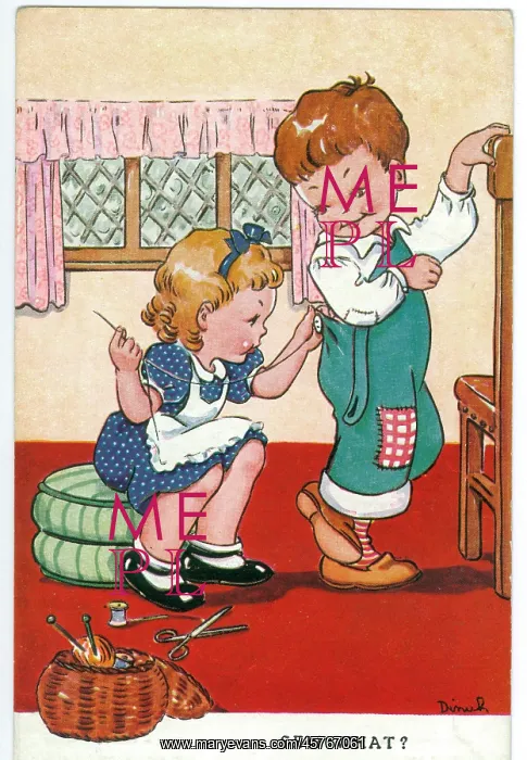 : WW2 era - Comic Postcard - Sew What : WW2 era - Comic Postcard - Sew What