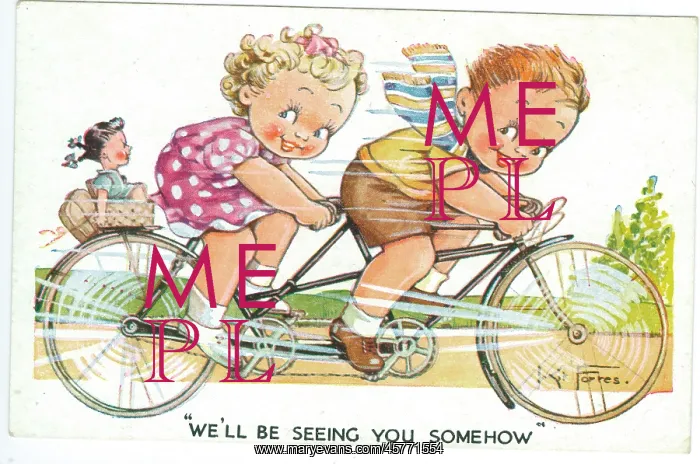 : WW2 era - Comic Postcard - We'll be seeing you somehow : WW2 era - Comic Postcard - We'll be seeing you somehow