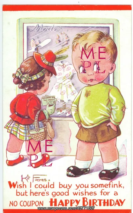 : WW2 era - Comic Postcard - Wish I could buy you somefink : WW2 era - Comic Postcard - Wish I could buy you somefink