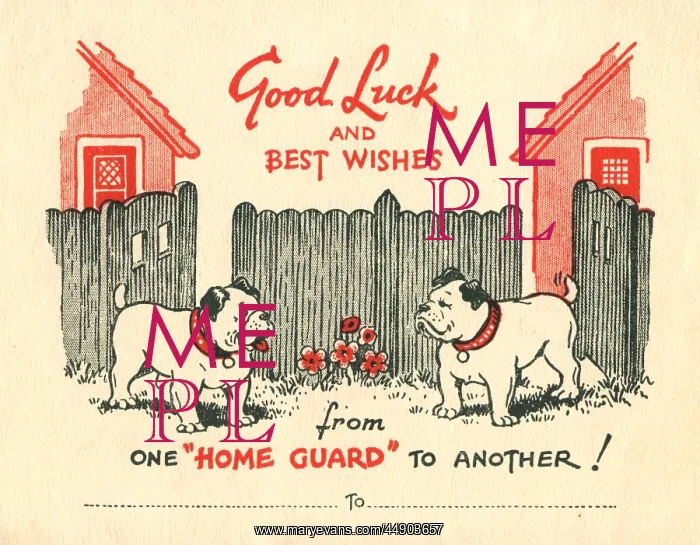: WW2 greetings card, two bulldogs : WW2 greetings card, two bulldogs