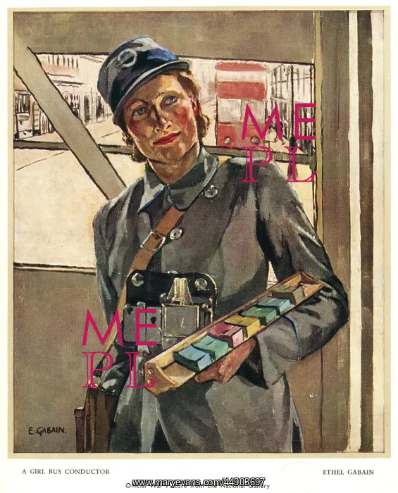 : WW2 greetings card, Bus Conductor : WW2 greetings card, Bus Conductor