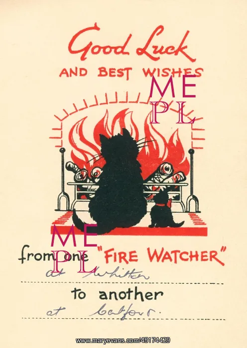 : WW2 Greetings Card, Fire Watchers : WW2 Greetings Card, Fire Watchers