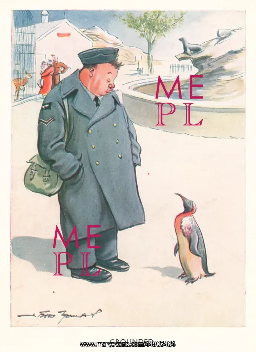 : WW2 greetings card, RAF man at zoo : WW2 greetings card, RAF man at zoo