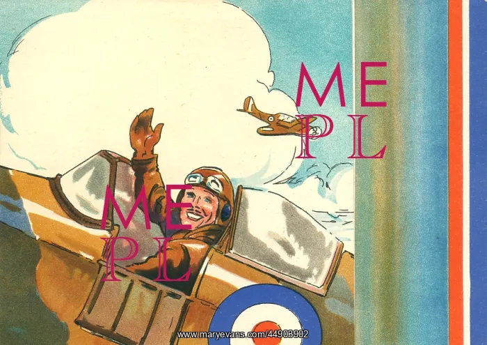 : WW2 greetings card, RAF pilot waving : WW2 greetings card, RAF pilot waving