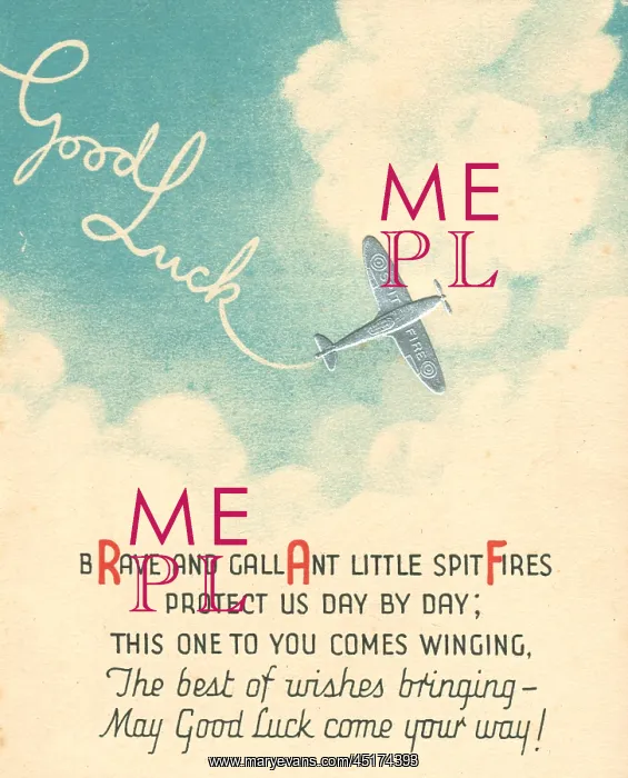 : WW2 Greetings Card, R.A.F. Spitfires : WW2 Greetings Card, R.A.F. Spitfires