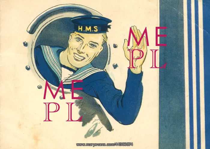 : WW2 greetings card, sailor waving : WW2 greetings card, sailor waving