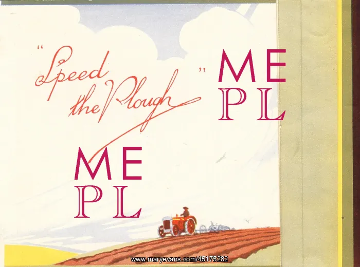 : WW2 Greetings Card, Speed The Plough : WW2 Greetings Card, Speed The Plough