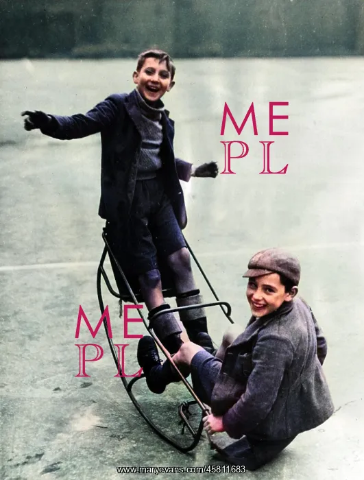 : WW2 - Home Front - Two boys playing on a see saw : WW2 - Home Front - Two boys playing on a see saw
