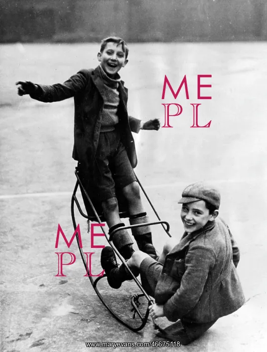: WW2 - Home Front - Two boys playing on a see saw : WW2 - Home Front - Two boys playing on a see saw