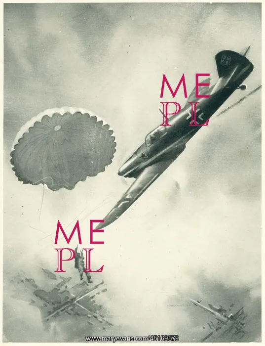 : WW2 - Messerschmitt Attacking A Parachutist : WW2 - Messerschmitt Attacking A Parachutist