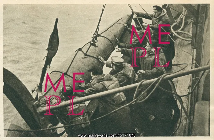 : WW2 Minesweeper Crew Hoisting A Float : WW2 Minesweeper Crew Hoisting A Float