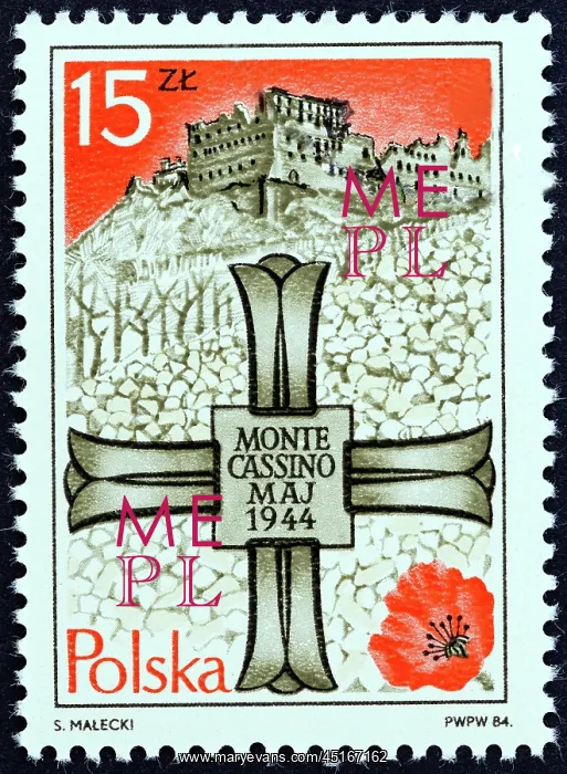 : WW2 - Monte Cassino Postage Stamp : WW2 - Monte Cassino Postage Stamp
