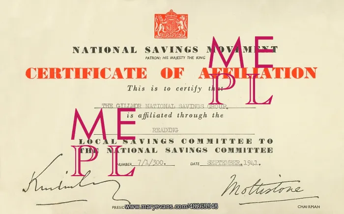 : WW2 - National Savings Movement - Certificate : WW2 - National Savings Movement - Certificate