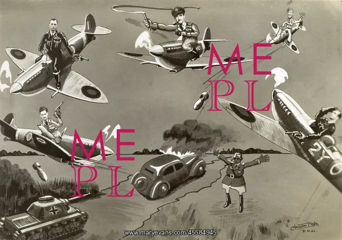 : WW2 - Pilots Sketch of his Spitfire Squadron's Officers : WW2 - Pilots Sketch of his Spitfire Squadron's Officers