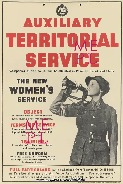 : WW2 Poster -- Auxiliary Territorial Service : WW2 Poster -- Auxiliary Territorial Service