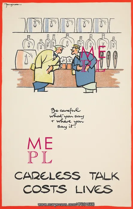 : WW2 Poster -- Careless Talk Costs Lives : WW2 Poster -- Careless Talk Costs Lives