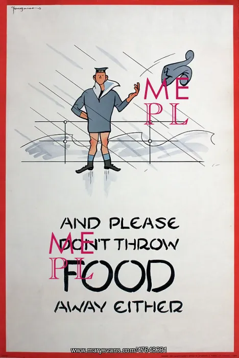 : WW2 poster, And please don't throw FOOD away either : WW2 poster, And please don't throw FOOD away either