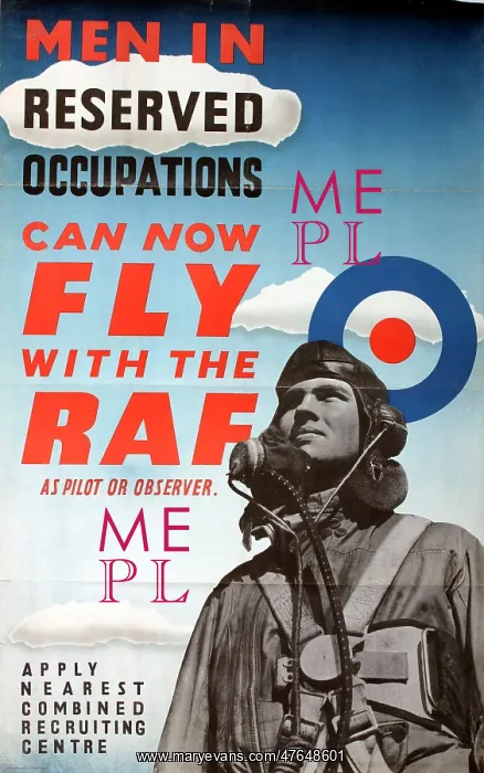: WW2 poster, Fly with the RAF : WW2 poster, Fly with the RAF