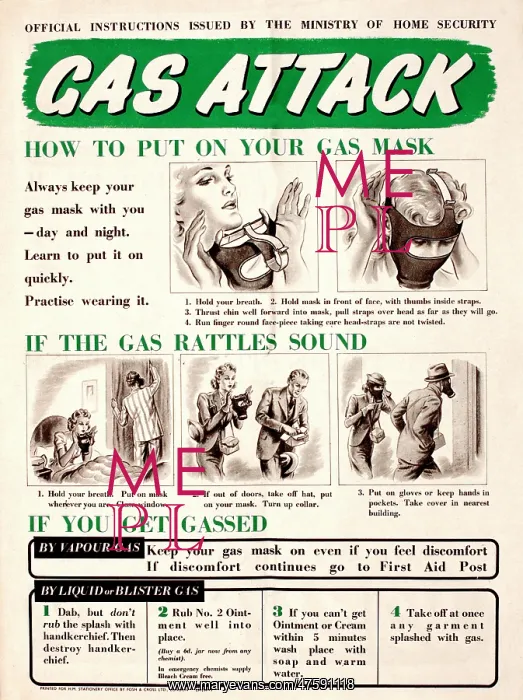 : WW2 poster -- gas attack : WW2 poster -- gas attack