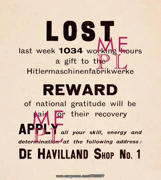 : WW2 poster, De Havilland productivity : WW2 poster, De Havilland productivity