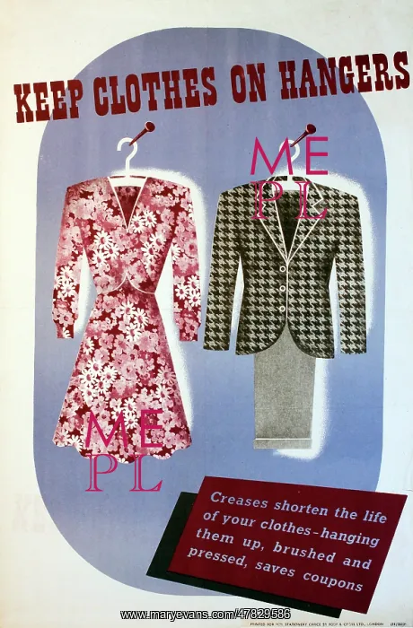 : WW2 Poster - Home Front - Keep Clothes on hangers : WW2 Poster - Home Front - Keep Clothes on hangers