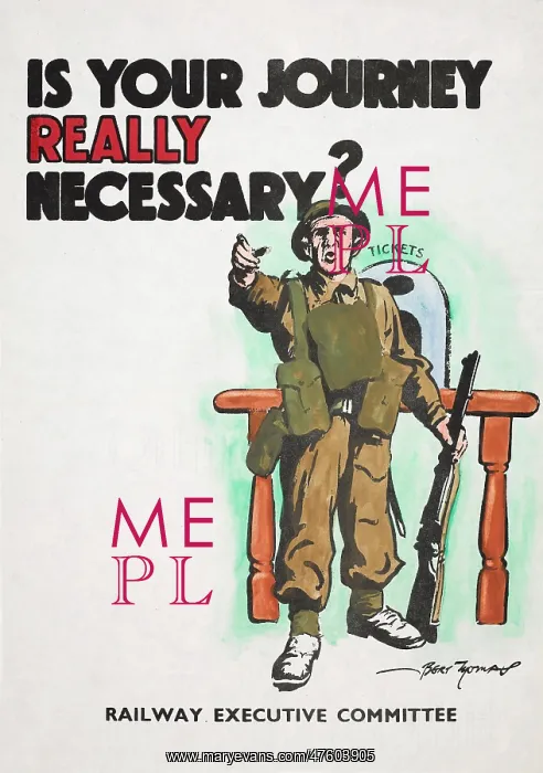 : WW2 Poster - Is Your Journey Really Necessary? : WW2 Poster - Is Your Journey Really Necessary?