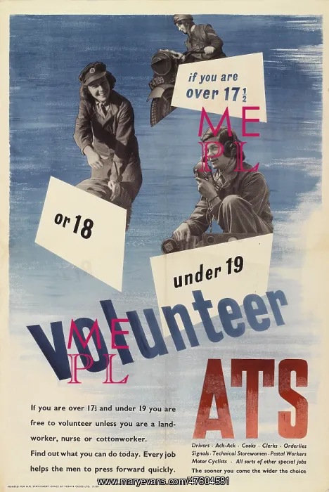 : WW2 Poster -- Volunteer ATS : WW2 Poster -- Volunteer ATS