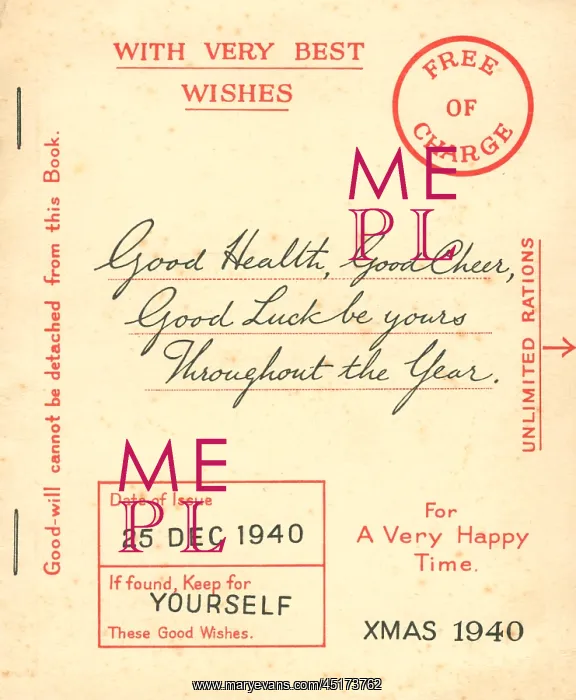 : WW2, Ration Book Christmas Card : WW2, Ration Book Christmas Card