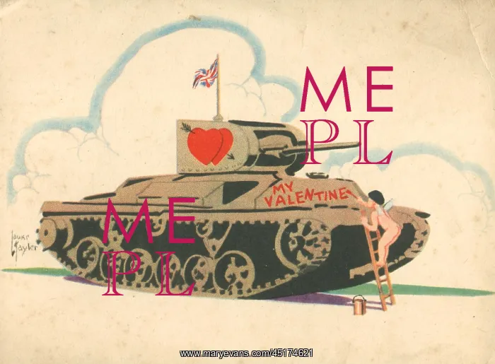 : WW2 Valentines Card, Cupid's Tank : WW2 Valentines Card, Cupid's Tank