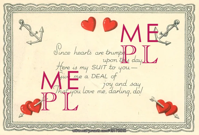  : WW2 Valentines Card Interior, Queen Of Hearts