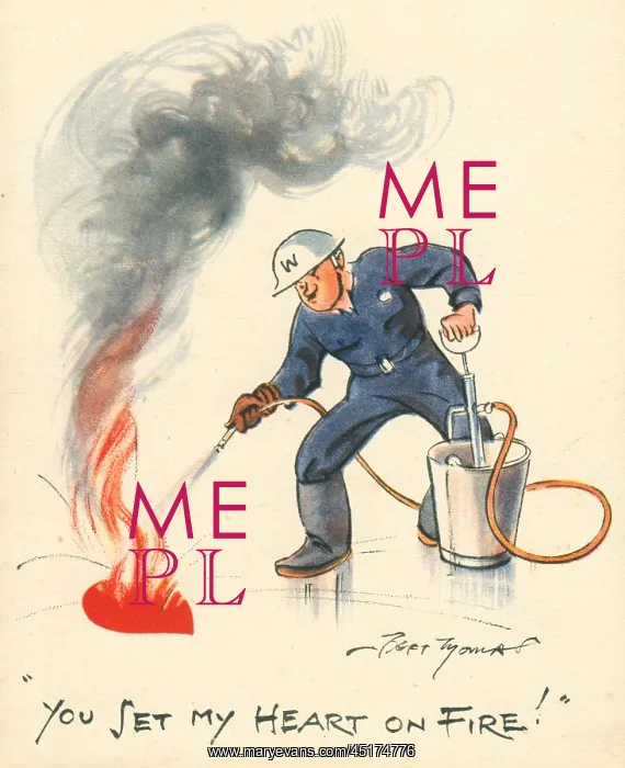 : WW2 Valentines Card, Wartime Fireman : WW2 Valentines Card, Wartime Fireman