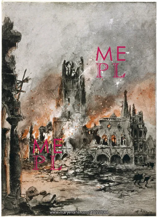 : WWI / ARRAS BOMBARDED : WWI / ARRAS BOMBARDED