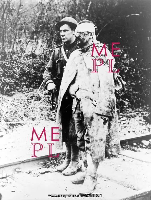 : WWI, British Red Cross with Wounded German POW : WWI, British Red Cross with Wounded German POW