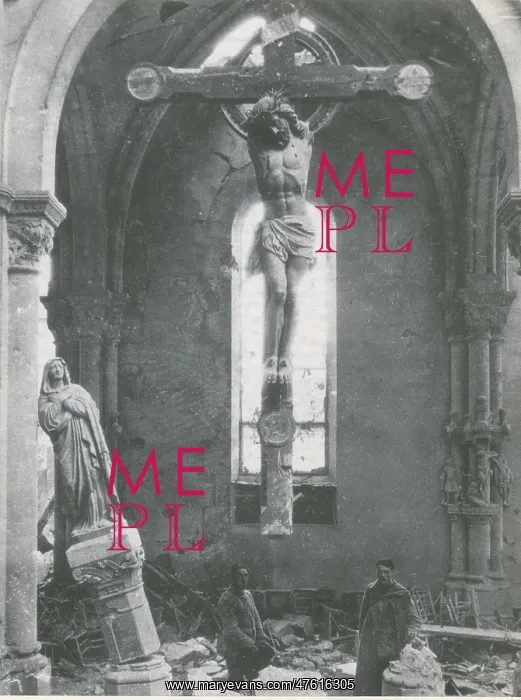: WWI, Church Damaged by German Shellfire, Reims : WWI, Church Damaged by German Shellfire, Reims