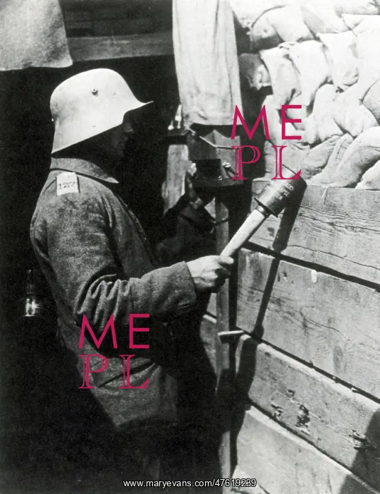 : WWI, German Sentry with Hand Grenade, 1916 : WWI, German Sentry with Hand Grenade, 1916
