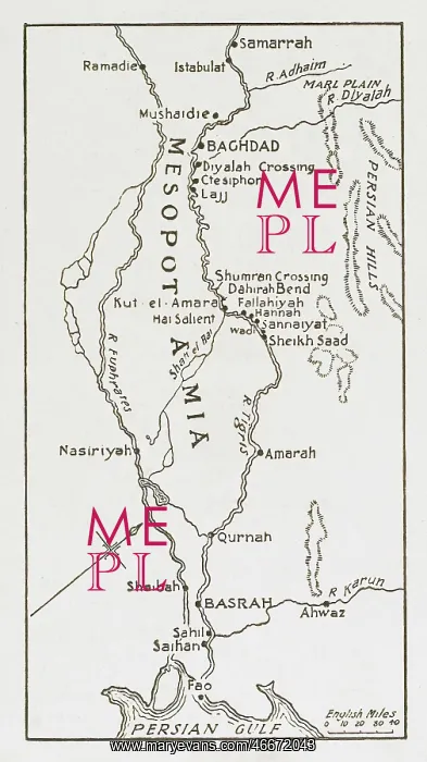 : WWI - Map of the Mesopotamian Campaign of the MEF : WWI - Map of the Mesopotamian Campaign of the MEF