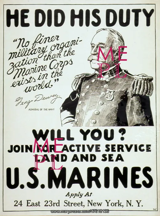 : WWI, Marine Recruitment Poster : WWI, Marine Recruitment Poster