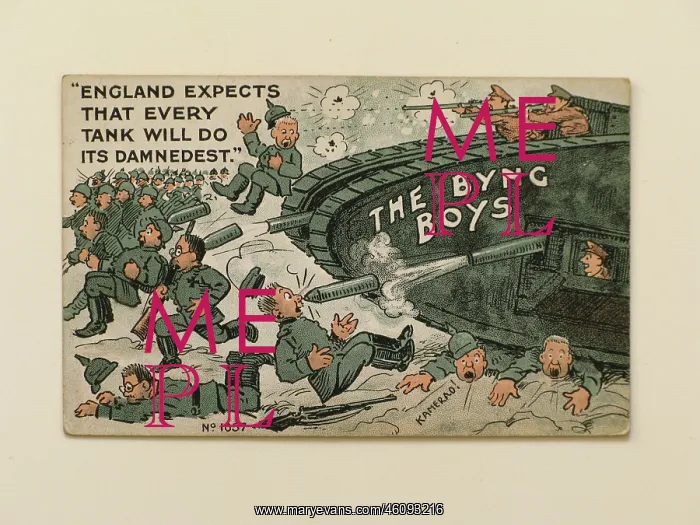 : WWI postcard depicting tanks, UK : WWI postcard depicting tanks, UK