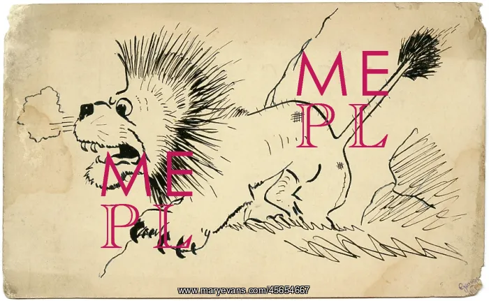 : WWI postcard by George Ranstead - the British lion : WWI postcard by George Ranstead - the British lion