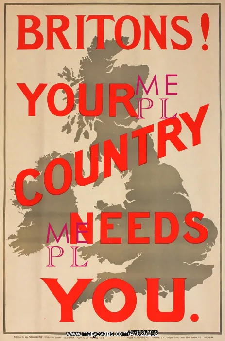 : WWI Poster, Britons! Your Country Needs You : WWI Poster, Britons! Your Country Needs You