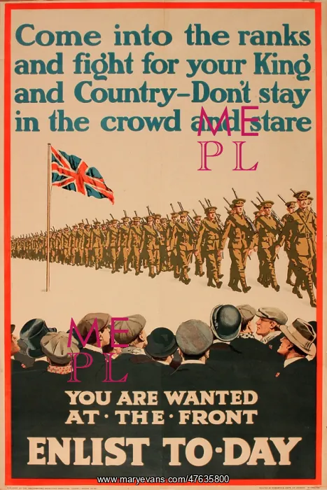 : WWI Poster, Come into the ranks and fight : WWI Poster, Come into the ranks and fight