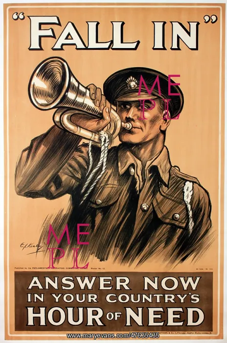 : WWI Poster, Fall In : WWI Poster, Fall In