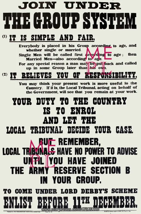 : WWI Poster, Join Under the Group System : WWI Poster, Join Under the Group System