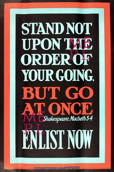 : WWI Poster, Go at Once, Enlist Now : WWI Poster, Go at Once, Enlist Now